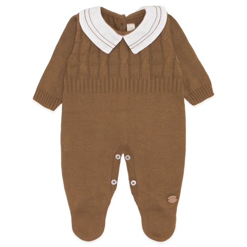 Macacão Manga Longa Caramelo Gola Bordada - Masculino