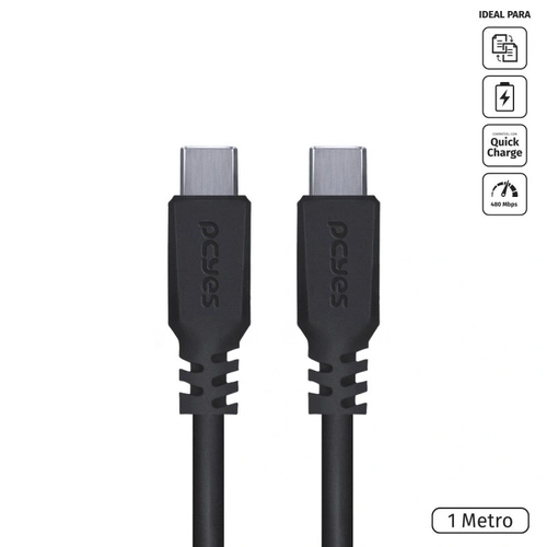 Cabo Pcyes Usb-C Tipo-C  2.0 1 Metro Preto - PUCP-01