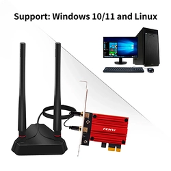 Adaptador WiFi 6E PCIE, Bluetooth 5.3, 5374Mbps, Intel AX210, Tri Band, Win 10/11, s/Fio, 802.11AX -  PCE-AXE3000Pro