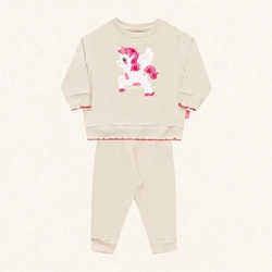 Conjunto Moletom Blusa e Calça Peluciado Unicórnio Just Believe Baunilha Fakini - Feminino