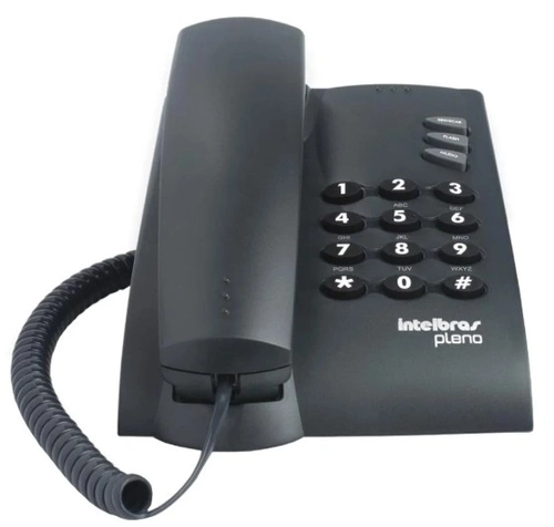 Telefone Pleno Com Fio Mesa e Parede Preto - Intelbras (U)