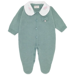 Macacão Manga Longa Verde Gola Bordada - Feminino