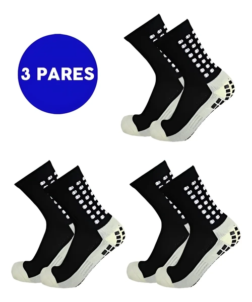 Kit 3 Pares Meia Antiderrapante Futebol Esportiva Meião Pro