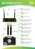 Microfone Sem Fio Duplo Uhf Display Digital 30 Canais Udx 02