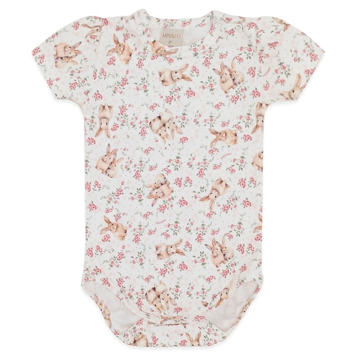 Body Manga Curta Avulso Suedine Feminino - Floral Coelha