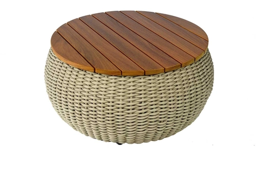 Mesa de Centro 65cm  Corda Náutica Com Madeira Margarida