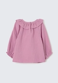 Blusa Bata Manga Longa com Babado Rosa Hering - Feminina