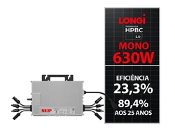 Gerador On Grid - 2,52kWp - Painel 630W Longi - Microinversor 2,25kW NEP - Estrutura Colonial