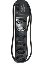 Filtro De Linha Embrastec, 6 Tomadas com DPS 7,5kA, Preto, cabo 1,8m