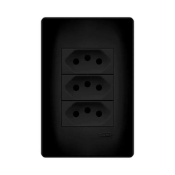 Tomada Tripla 2P+T 20A/250V-Habitat Black