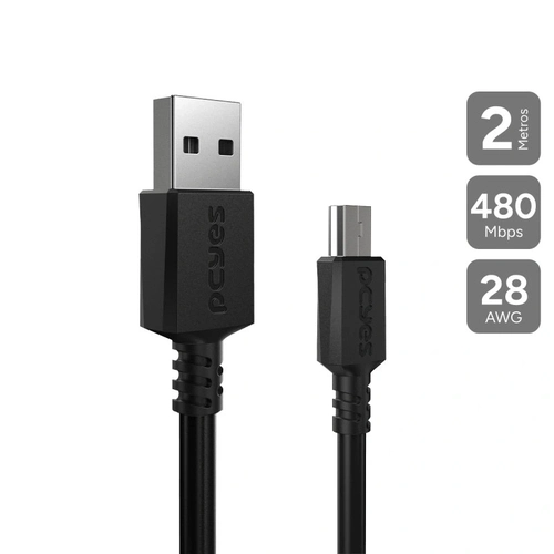 Cabo para Celular Camera Gps Carregamento Usb a 2.0 para Mini Usb b 2.0 - Preto - 2 Metros - Puanm2-2