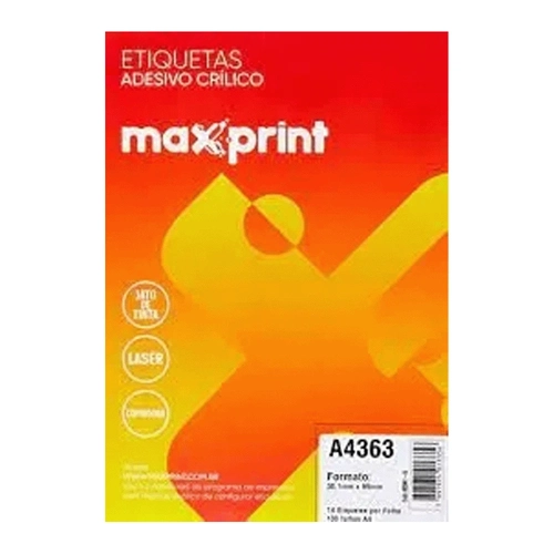 Etiqueta Adesiva Maxprint A4363 99,1 X 38,1mm com 100 Folhas