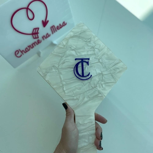 Espelho Perolado - Logo alto relevo inicial ou desenho