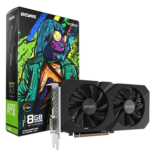 Placa de vídeo 8GB RTX3050 Pcyes Projeto Edge Preto - PVRTX30508BLPE