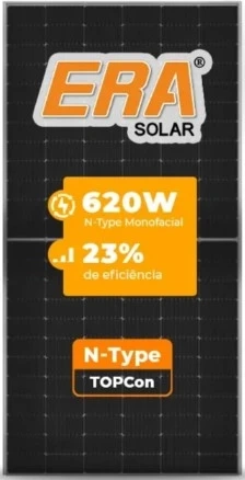 Painel Solar Fotovoltaico 620W N-Type Bifacial Black Frame - ERA Solar