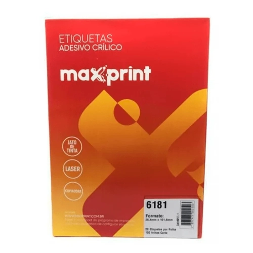 Etiqueta Adesiva Maxprint Carta 6181 101,6 X 25,4mm com 100 Folhas