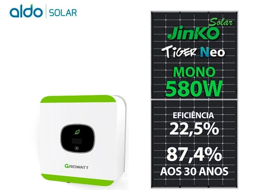 Gerador De Energia Solar Growatt Sem Estrutura Growatt Gf 3,48kwp Jinko Tiger Neo Mono 580w Mic 3kw 1mppt Mono 220v