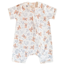 Macacão Manga Curta Estampado Abertura em Zíper Suedine Masculino - Urso Provençal