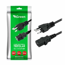 Cabo Tripolar 10a 3x0,75mm - 5,00 Metros