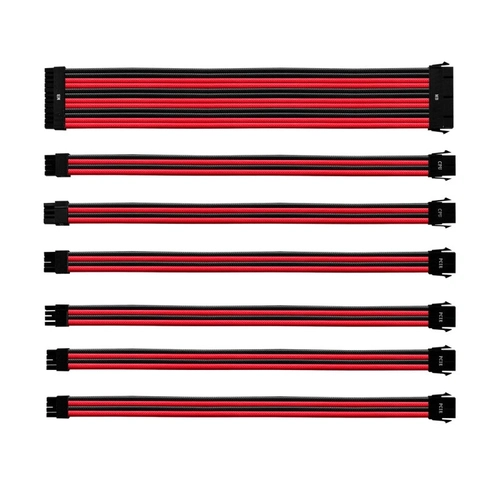 Kit de Cabo de Extensão Sleeved Psu 30 Cm Com Capa de Pvc Cooler Master - Vermelho e Preto - Cma-nest16rdbk1-gl