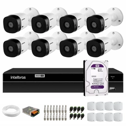 Kit 8 Câmeras Intelbras VHL 1120 Bullet HDCVI Lite, HD 720p, Lente 3.6mm, Visão Noturna 20m, IP66 + DVR Intelbras MHDX 1308 8 Canais Multi HD + HD 1TB
