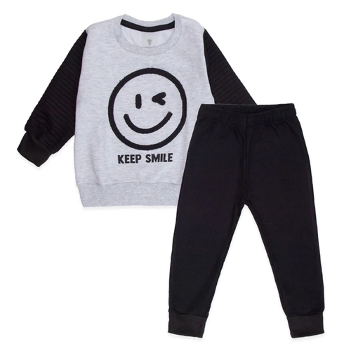 Conjunto Moletom Keep Smile Matelassê Preto - Masculino