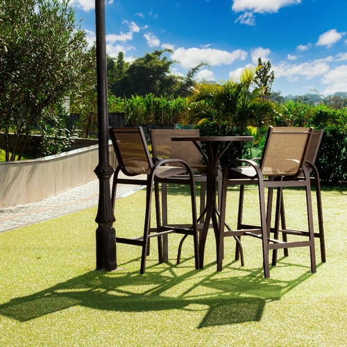 Conjunto de Bistrô  Com 4 banquetas em tela sling  Alumínio Epóxi Caribe
