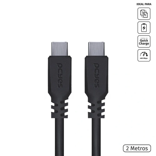 Cabo Pcyes Usb-c Tipo-c para Usb-c Tipo-c 2M Preto - Pucp-02