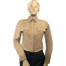 Camisa Social Bege EB Feminina (Manga Longa) P