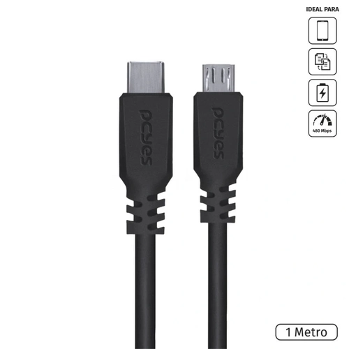 Cabo Pcyes Usb-c Tipo-c para Micro USB 2.0 1 Metro Preto - Pucmp-1