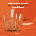 Kit Churrasco 6 Peças Aço Inox com Maleta Faca Garfo Pegador Amolador Espátula Grillrelax