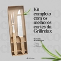 Kit Churrasco 3 Peças Aço Inox Com Avental Faca e Garfo Grillrelax