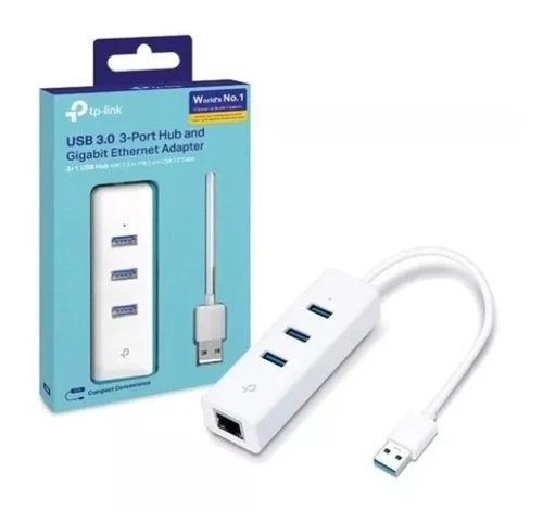 Hub USB 3.0 de 3 Portas e Adaptador Gigabit Ethernet USB 2 em 1 TP-LINK UE330