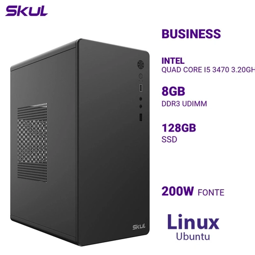 Computador B500 Quad Core I5 3470 3.20ghz Memória 8gb Ddr3 Ssd 128gb Fonte 200w Linux Ubuntu