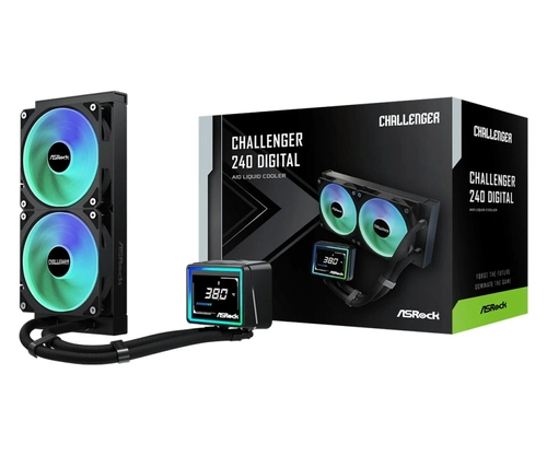 Water Cooler Asrock Challenger 240 Digital Preto 240mm Argb Com Display