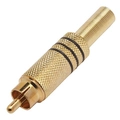 Plug Especial Rca Dourado Preto Com Mola 6,00 Mm