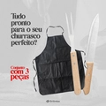Kit Churrasco 3 Peças Aço Inox Com Avental Faca e Garfo Grillrelax