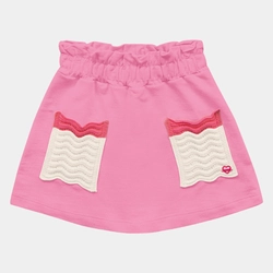Short Saia Moletinho Com Bolsos Em Tricô Fakini Feminino