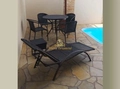 Conjunto Natal Completo Acompanha  4 cadeiras + base de mesa + tampo de aluminio + 1 espreguiçadeiras + mesa lateral + ombrelone lateral de madeira !