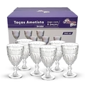 Conjunto de Taças de vidro Ametista Incolor Em casa Tem 340ML 06 UNIDADES