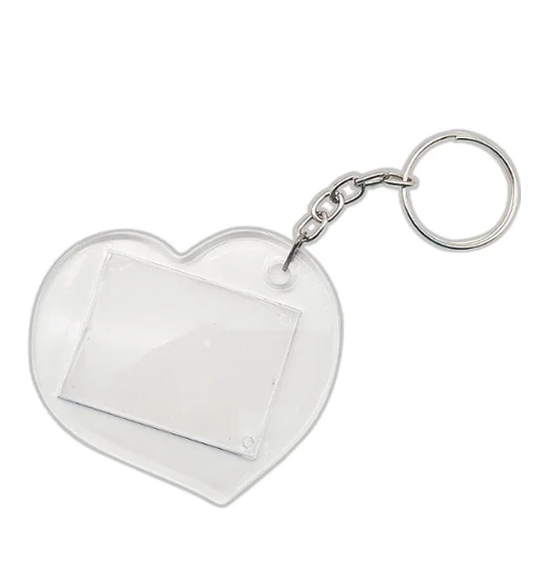 Chaveiros p/ Foto 3X4 Acrílico pacote c/12 unid. Coração
