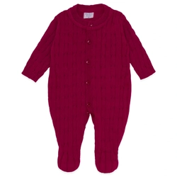 Macacão Manga Longa Tricot Trançado Unissex - Vermelho