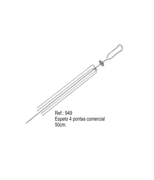 Espeto Giratório Redondo 4 Pontas Aço Inox