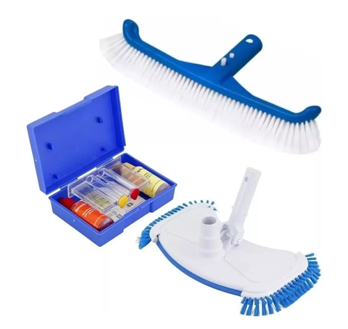 Conjunto Limpeza Piscina C/ Escova, Aspirador E Teste Ph