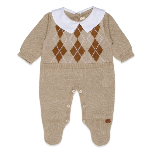 Macacão Manga Longa Tricot Jacquard com Gola Masculino – Cáqui