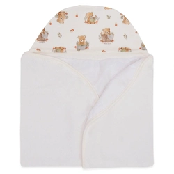 Toalha Capuz Forrada Suedine, Atoalhado e Fralda Unissex - Ursinhos
