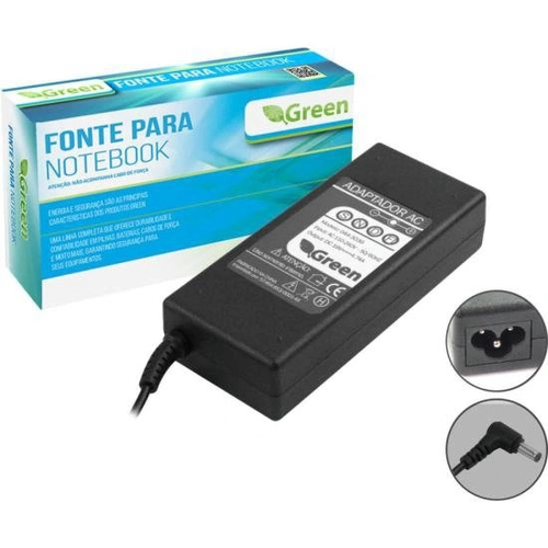 Fonte Para Notebook 19v 3,42a Bivolt 5,5x2,5mm Green