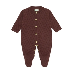 Macacão Manga Longa Tricot Ponto Diferenciado Vinho Unissex - Mini & Co