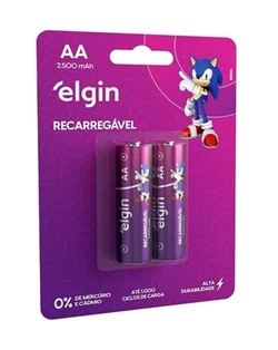 Pilha Recarregável AA Elgin 2500mah ( pequena ) com 2 unidades.