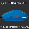 Mouse Gamer Logitech G203, USB, RGB, Lightsync, 6 Botoes, 8.000 DPI, Azul, Com Fio -  910-005795